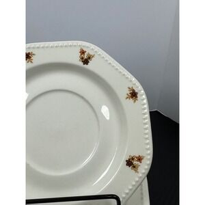Set of 4 CorningWare Octagon Bouquet‎ Saucers Dessert Plates Floral Brown